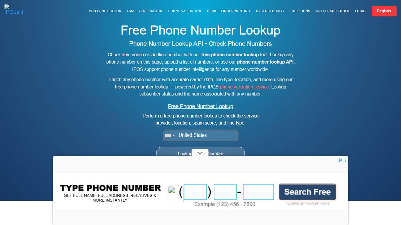 Free Phone Number Lookup Tool Phone Number Lookup API